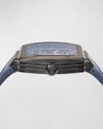 Image 3 of 4: Ferragamo Men's F-80 Tonneau Skeleton Rubber-Strap Watch, 42mm