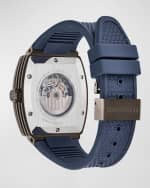 Image 2 of 4: Ferragamo Men's F-80 Tonneau Skeleton Rubber-Strap Watch, 42mm