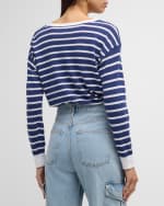 Image 3 of 5: Alice + Olivia Bernetta Striped Cropped Pullover