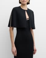 Image 2 of 6: St. John Crystal Embroidered Milano Knit Cape