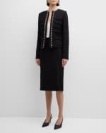 Image 5 of 6: St. John Fringed Italian Textured Tweed Wrap Midi Skirt