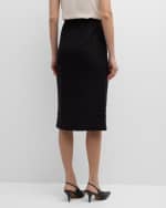 Image 4 of 6: St. John Fringed Italian Textured Tweed Wrap Midi Skirt