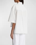 Image 2 of 5: Khaite Mahsha Short-Sleeve High-Low Collared Top