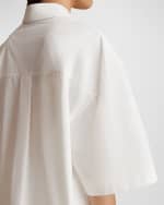 Image 3 of 5: Khaite Mahsha Short-Sleeve High-Low Collared Top