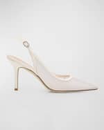 Image 1 of 6: Stuart Weitzman Emilia Crystal Mesh Slingback Pumps