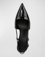 Image 4 of 4: Vince Bianca Croco Kitten Slingback Pumps