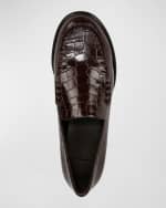 Image 4 of 4: Vince Naomi Croco Embossed Loafers