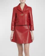 Image 7 of 7: Valentino Garavani Evolution V-Logo Single-Breasted Nappa Leather Jacket