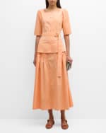 Image 5 of 7: Misook Belted Square-Neck Button-Down Blouse