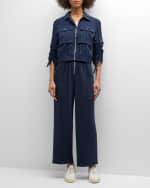 Image 5 of 6: Cinq a Sept Augustine Crepe Cropped Wide-Leg Pants