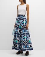 Image 5 of 7: Rianna + Nina Kilimi-Print Denim Wide-Leg Palazzo Pants