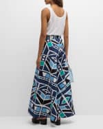 Image 3 of 7: Rianna + Nina Kilimi-Print Denim Wide-Leg Palazzo Pants