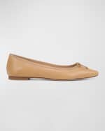 Image 1 of 4: Veronica Beard Catherine Leather Bow Ballerina Flats