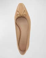 Image 4 of 4: Veronica Beard Catherine Leather Bow Ballerina Flats