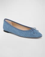 Image 3 of 4: Veronica Beard Catherine Denim Bow Ballerina Flats