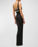 Image 2 of 3: STAUD Mickey Embellished Linen Cutout Column Maxi Dress