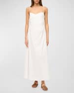Image 1 of 3: STAUD Sarah Cotton Poplin Sleeveless A-Line Maxi Dress