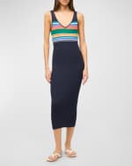 Image 1 of 3: STAUD Dana Sleeveless Knit Multi-Stripe Midi Dress