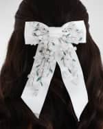 Image 2 of 2: Jennifer Behr Leora Floral Silk Bow Barrette