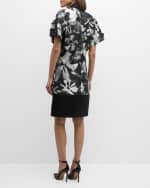 Image 3 of 6: Bach Mai Abstract-Print Short-Sleeve Zip-Front Dress