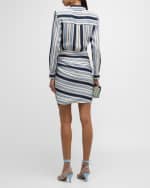 Image 3 of 6: Veronica Beard Arceli Stretch-Silk Long-Sleeve Mini Dress