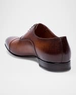 Image 4 of 5: Santoni Men's Darian Textured Leather Oxfords
