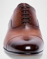 Image 3 of 5: Santoni Men's Darian Textured Leather Oxfords