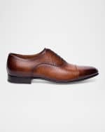 Image 1 of 5: Santoni Men's Darian Textured Leather Oxfords