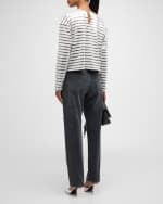 Image 3 of 6: FRAME Stripe Long-Sleeve Sequined Top