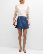 Image 2 of 6: FRAME Frankie Lace-Sleeve Tee