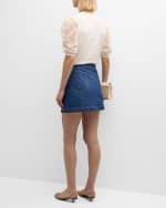 Image 4 of 6: FRAME Frankie Lace-Sleeve Tee