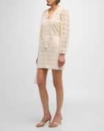 Image 2 of 6: FRAME Button-Front Lace Tassel Mini Dress