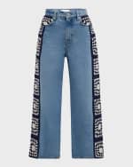 Image 1 of 6: FRAME Le Jane Wide-Leg Crop Crochet Jeans