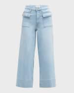 Image 1 of 6: FRAME The 70s Patch Pocket Crop Straight Jeans
