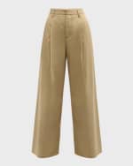 Image 1 of 6: FRAME Pleated Wide-Leg Pants