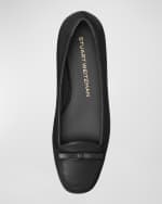 Image 4 of 4: Stuart Weitzman Tully Leather Bow Ballerina Loafers