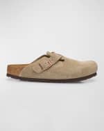 Image 1 of 5: BIRKENSTOCK Boston Suede Buckle Slide Clogs