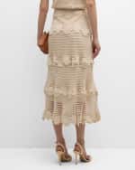 Image 4 of 6: Kobi Halperin Presley Floral Crochet Midi Skirt