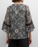 Image 5 of 6: Kobi Halperin Ele Floral-Print Metallic Fleck Blouse