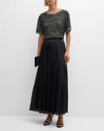 Image 5 of 6: Kobi Halperin Marella Tiered Metallic Shimmer Maxi Skirt