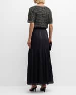 Image 3 of 6: Kobi Halperin Marella Tiered Metallic Shimmer Maxi Skirt