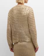 Image 3 of 5: Kobi Halperin Eve Metallic Open-Stitch Cardigan Sweater