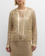 Image 1 of 5: Kobi Halperin Eve Metallic Open-Stitch Cardigan Sweater