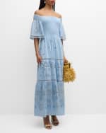 Image 5 of 6: Kobi Halperin Quinn Smocked Off-Shoulder Maxi Dress