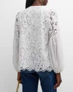 Image 4 of 6: Kobi Halperin Joan Embroidered Cutout Blouse