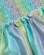 Image 6 of 6: Flowers by Zoe Girl's Metallic Stripe Dress, Size 4-6