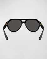 Image 3 of 4: Dolce&Gabbana Men's Dg4466 Acetate Double-Bridge Aviator Sunglasses