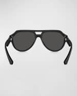 Image 3 of 4: Dolce&Gabbana Men's Dg4466 Acetate Double-Bridge Aviator Sunglasses