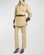 Image 2 of 6: Saint Laurent Mid-Rise Straight-Leg Ankle Cotton Pants