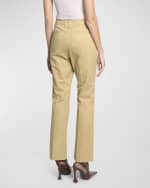 Image 5 of 6: Saint Laurent Mid-Rise Straight-Leg Ankle Cotton Pants